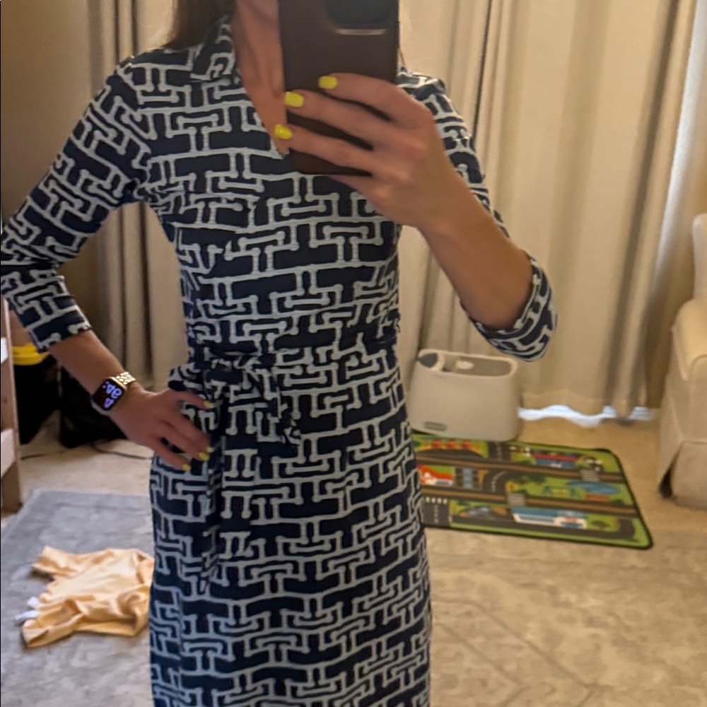 J. McLaughlin Navy and White Patterned Dress - Picture 5 of 7